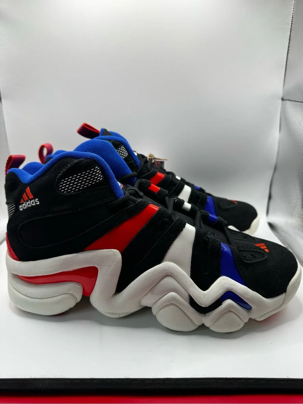 adidas mens crazy 8 Basketball Shoes - Black/Red/Blue